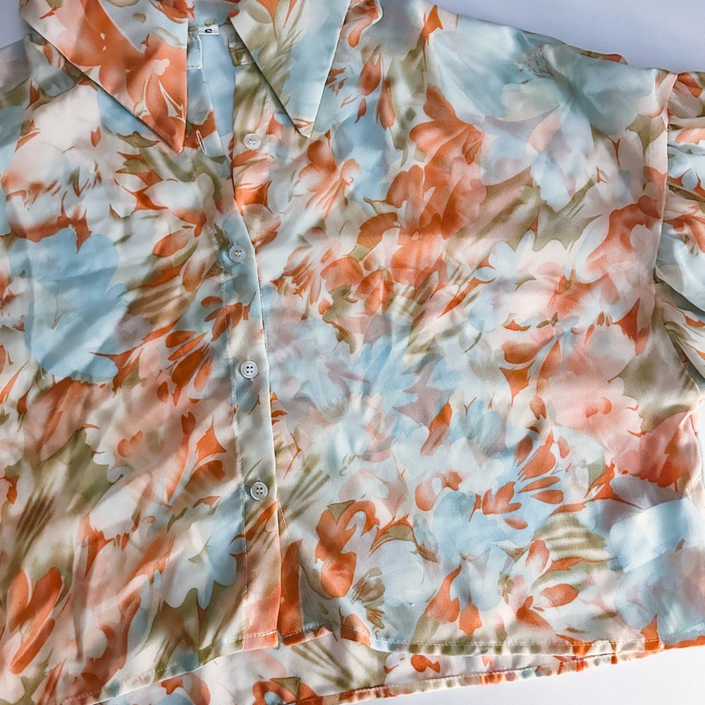Shein Floral Print Sheer Top